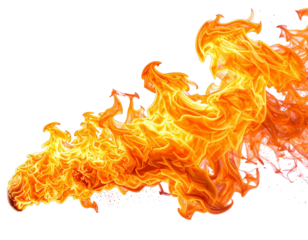 Realistic orange fire flame isolated on white background, perfect for graphic design and digital effects
