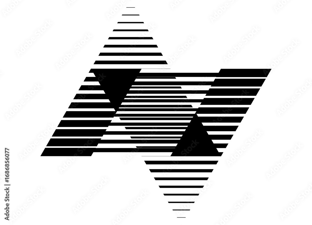 Poster black vector pattern of striped triangles on a white background. vector arrows up and down, design e