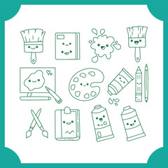 cute cartoon art supplies.