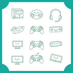 Cute Cartoon Gaming Console and Accessories.