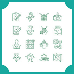 Cute Crafting and Hobby Icons with Kawaii Characters.
