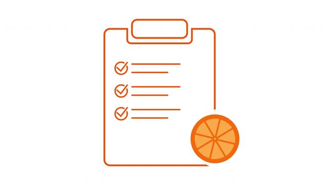 Minimal Outline Healthy Nutrition Plan Icon  Diet & Meal Planning Concept with orange and Clipboard