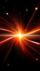 Fototapeta premium Abstract fiery explosion in space with bright light and red streaks radiating outward