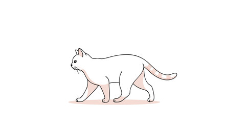 Vector Minimalist Line Art SVG Illustration of Cat with Soft Pink Accents in Flat Modern Style for Digital and Web Use
