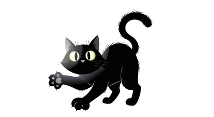 Vector Cartoon Black Cat SVG Illustration with Playful Pose in Flat Design Style for Digital Media