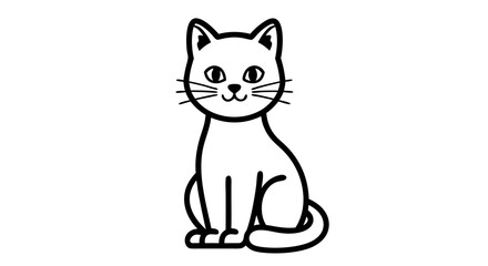 Vector Line Art SVG Illustration of Cat with Playful Expression in Minimalist Flat Style Black and White