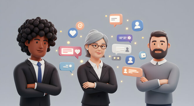 Diverse Team Communicating Effectively Through Digital Platforms, Demonstrating Strong Interpersonal Skills and Tech-Savvy in a Modern Working Environment for Social