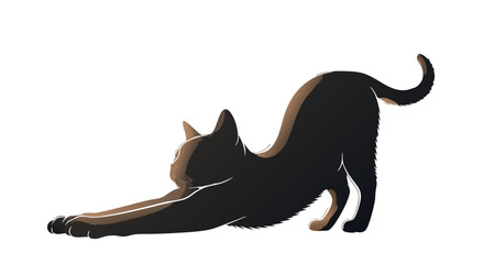 Vector Minimalist Black Cat Silhouette SVG Illustration with Elegant Line Art Style Perfect for Web and Print Designs