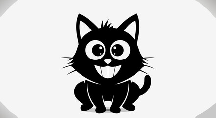 Vector Cartoon Cat SVG Icon Set with Playful Line Art Style and Black White Color Scheme
