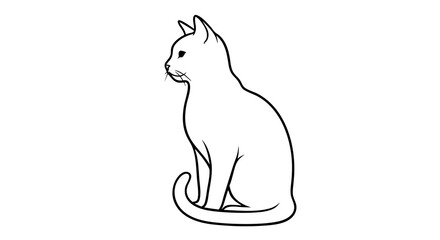 Vector Minimalist Line Art SVG Illustration of Cat with Elegant Curves in Black and White Modern Flat Style Perfect for Digital and Web Design