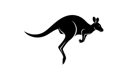 Minimalist Vector SVG Illustration of Kangaroo Silhouette in Flat Style with Black Color for Digital Design