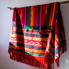 Vibrant textile blanket with intricate patterns