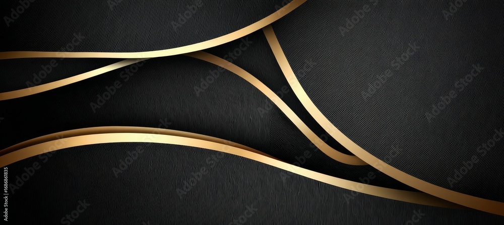 Poster elegant interplay of gold lines with rhythmic modern presentation and overlapping curves background