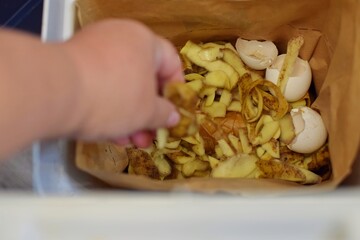 A special paper bag for food waste in Sweden.