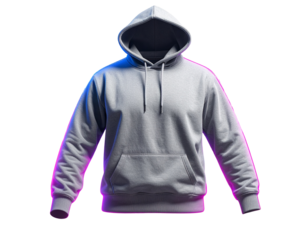 Fantasy Gray Hoodie Mockup with Futuristic Neon Glow