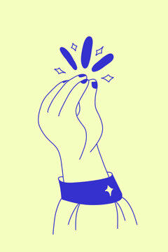 Chefs Kiss Hand Illustration. Modern Italian Finger Purse Gesture Sticker. Cute Quick Sketch Hand Drawing with Contemporary Doodle Style, Perfect for Food, Cooking, and Fun Expressions
