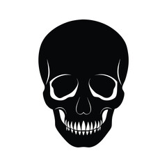 Black and White Skull Silhouette: Simple Human Skull Icon Graphic Design Element
