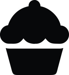 Simple Black Cupcake Icon: Bakery Dessert Graphic Design Element