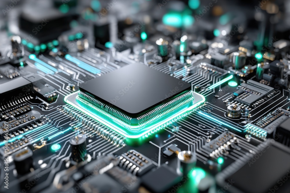 Poster close up of a cpu on a circuit board