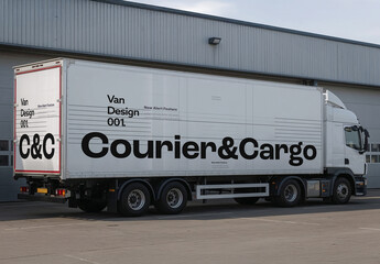 Courier Truck Mockup for Logistics Branding