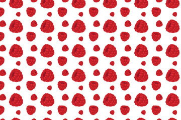 Simple seamless pattern of red raspberries on a white background. Great for food or nature themes.