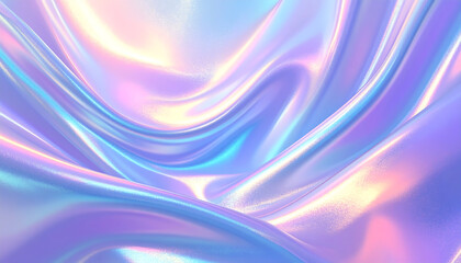 Holographic Iridescent Fabric Texture Abstract Swirls of Pastel Rainbow Colors