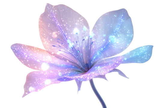 Enchanted wildflower radiating soft luminescence isolated on transparent background