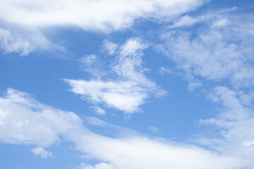 白い雲が多い青空