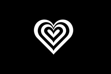 Black background with a white, concentric heart pattern.