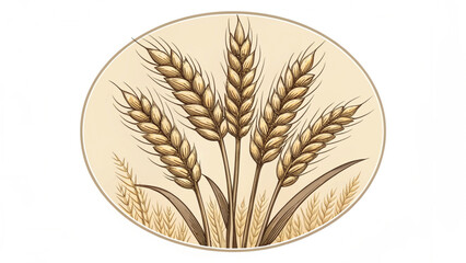 Wheat Stalks Emblem on White Background grain agriculture