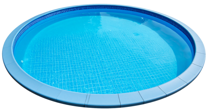 clean blue swimming pool in rounded shape isolated on white