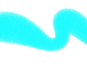 Light blue spray wave stroke with dreamy blurred grainy texture. Abstract glowing neon cutout shape...