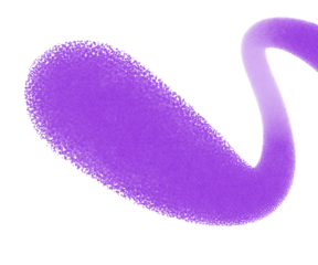 Vibrant purple spray stroke with grainy soft blurred edges. Abstract dreamy glowing gradient cutout with neon retro vibe.