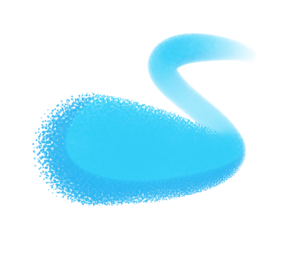 Soft cyan spray wave with smooth diffusion and dreamy blurred edges. Abstract glowing gradient shape cutout with neon retro style.