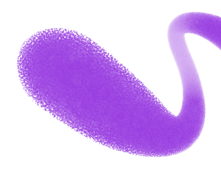 Vibrant purple spray stroke with grainy soft blurred edges. Abstract dreamy glowing gradient cutout with neon retro vibe.