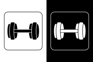 Fitness Dumbbell Icon Vector Isolated in Black and White.