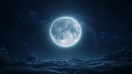 Fototapeta premium Full Moon Above a Sea of Clouds
