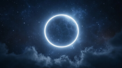 Fototapeta premium Lunar Halo Ring in a Starry Sky