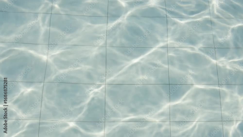 Poster water reflection on light blue tiled pool surface with sparkling sunlight effect abstract and clean 
