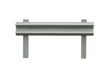 Metal road barrier guardrail protecting roadside with transparent background