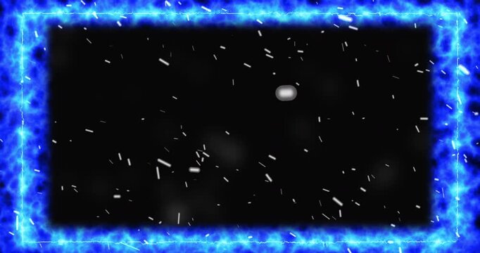 Burning rectable background with realistic surreal fire ember rising up, 4K clip. Glowing fire frame with sparks bursting out rectangular border, suitable for hot transitions, fx overlays. Rect flames