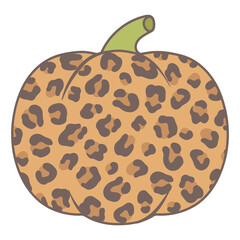 Leopard Print Pumpkin PNG - Girly Cute Autumn Fall Clipart Image