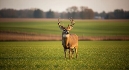 Naklejka premium Majestic buck in a golden field