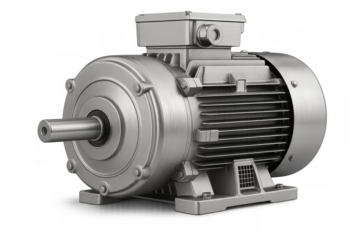Industrial electric motor isolated on transparent background