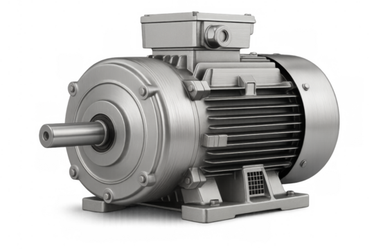 Industrial electric motor isolated on transparent background