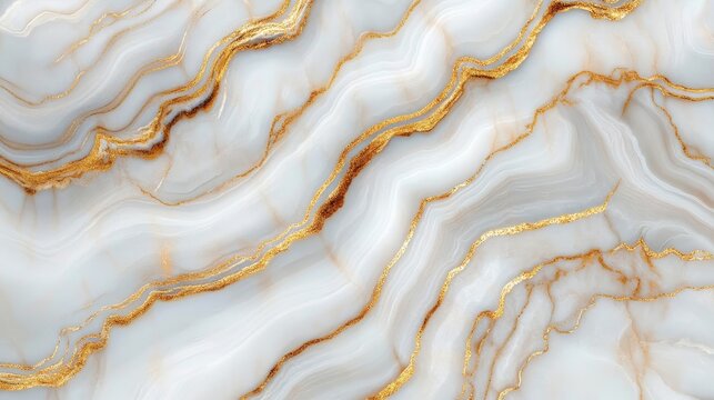 Luxo Elegant Marble Pattern Shimmers with Graceful Gold Threaded Vein Inlay for Rich Home Decor