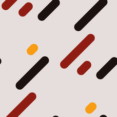 Abstract geometric pattern with diagonal lines and rounded shapes in black, red, and yellow on a light gray background.