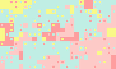 Abstract pastel square pixel art background.  Perfect for website banners, social media graphics, or playful branding. Evokes feelings of joy, creativity, and digital technology.