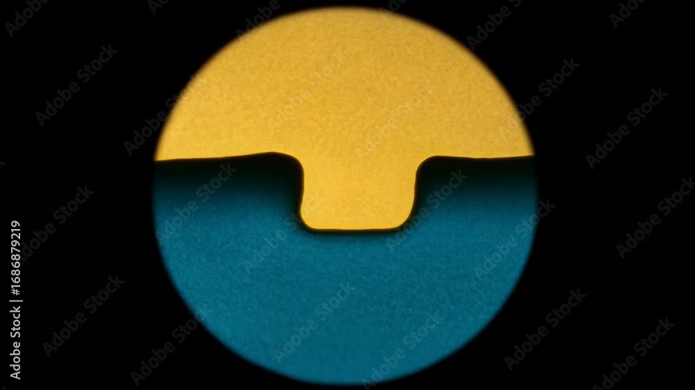 Poster semiconductor industry production microstructure detail with yellow and blue layer, cross section pr