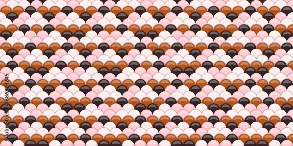 Poster abstract seamless pattern of overlapping pasteltoned circles in a fish scale design. perfect for bac